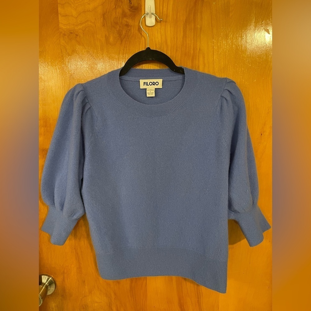 Filoro Puff Sleeve 100% Cashmere Sweater - Picture 2 of 5